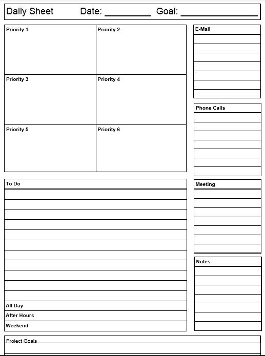 daily priority template