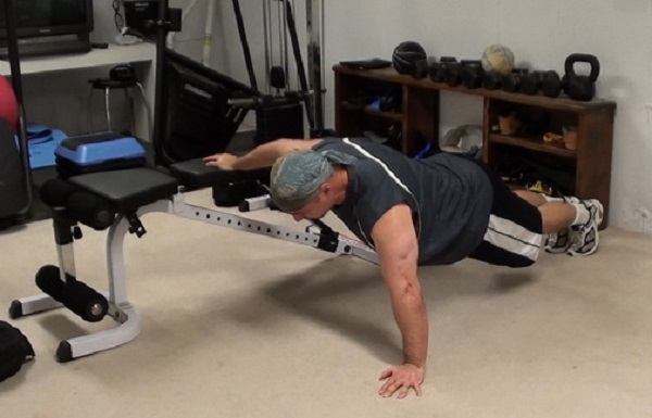 one arm bench push-up